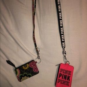 Pink and Vera Bradley lanyard / ID holders